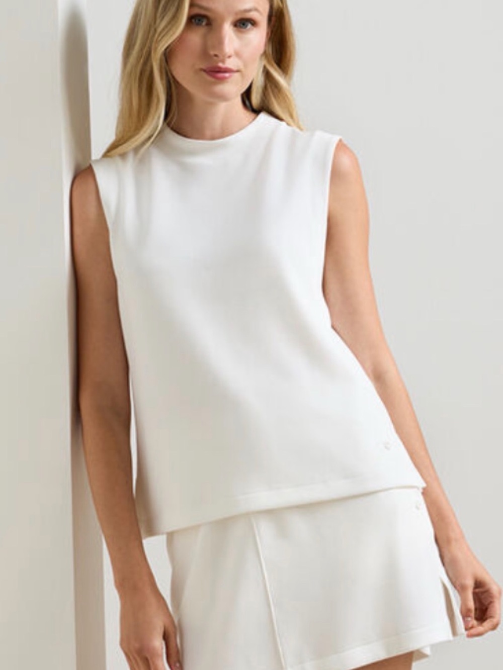 Peter Millar White Sleeveless Mock Neck Tank Top